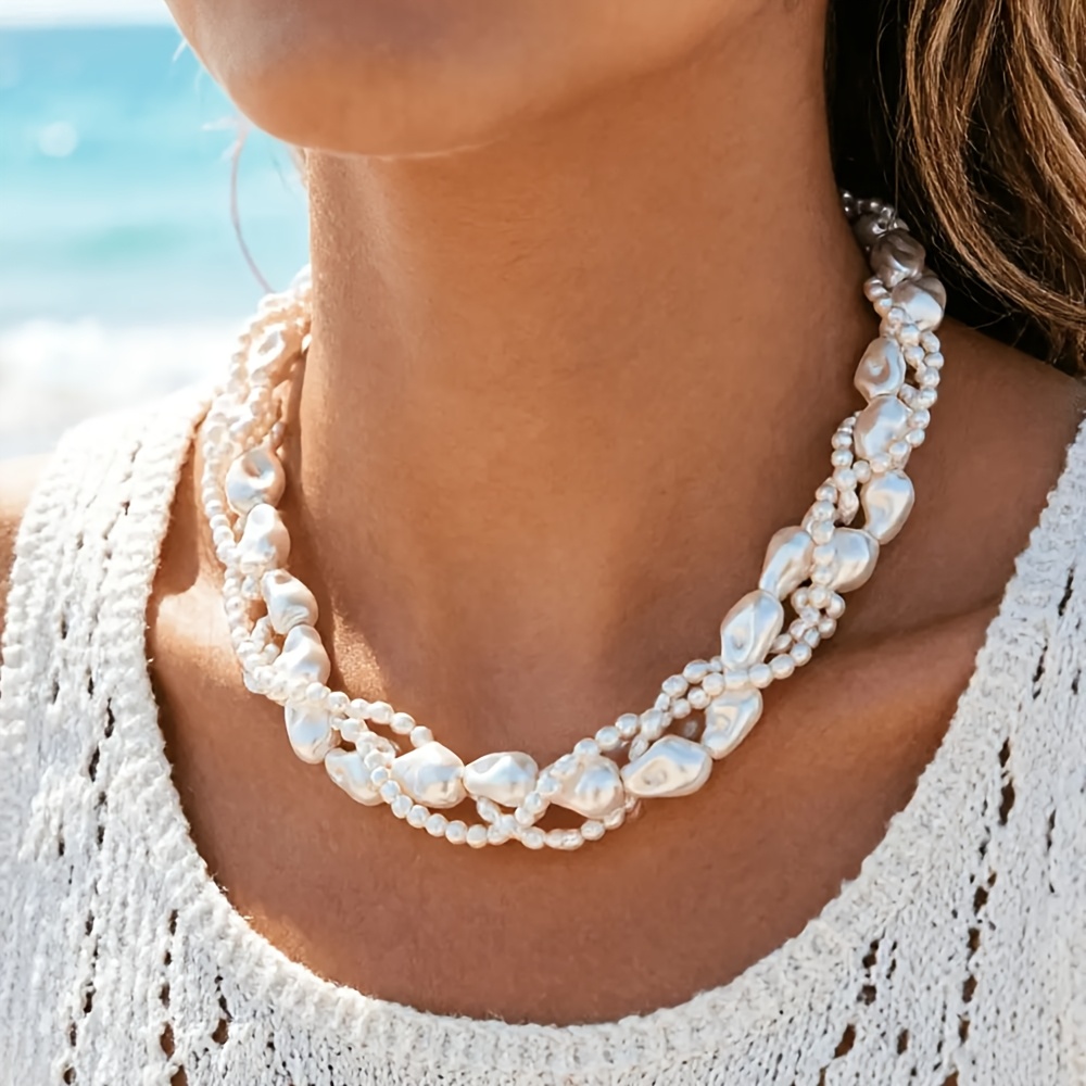 Women's Bohemian Irregular Baroque Imitation Pearl Neck Chain